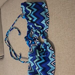 blue chevron bandeau bikini top